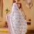 White floral print georgette ethnic festive saree with blouse