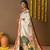 Ethnic motifs printed ready to wear saree with blouse piece