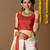 Ethnic motifs printed ready to wear saree with blouse piece