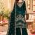 Emerald velvet semi stitched suit with embroidery & sequence work