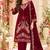 Maroon velvet semi stitched suit with embroidery & sequence work