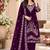 Purple velvet semi stitched suit with embroidery & sequence work