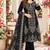 Black velvet semi stitched suit with embroidery & sequence work