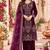 Wine velvet semi stitched suit with embroidery & sequence work