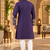 Purple Color Embroidered Foil Gold Work Design Fabric Soft Silk Mens Ethnic Wear Festival Kurta Pajama Set