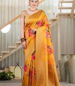 chandrika tussar with cherry blossom print