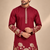 Maroon Color Embroidered Foil Gold Work Design Fabric Soft Silk Mens Ethnic Wear Festival Kurta Pajama Set