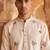 Cream embroidered kurta pajama with handwork in pure lachaka fabric