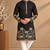 Black Color Embroidered Foil Gold Work Design Fabric Soft Silk Mens Ethnic Wear Festival Kurta Pajama Set
