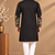 Black Color Embroidered Foil Gold Work Design Fabric Soft Silk Mens Ethnic Wear Festival Kurta Pajama Set