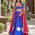 Blue&Red Cotton Readymade Navratri Lehenga Choli with Bandhej & Lace Work