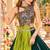 D Green Cotton Readymade Navratri Lehenga Choli with Embroidery & Thread Work
