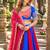 Blue&Red Cotton Readymade Navratri Lehenga Choli with Bandhej & Lace Work