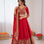 red chinon silk coding with sequence designer lehenga choli