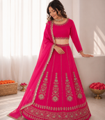 rani pinik chinon silk thread with sequence designer lehenga choli