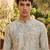 Cream tissue kurta pant set with embroidery and sequin work
