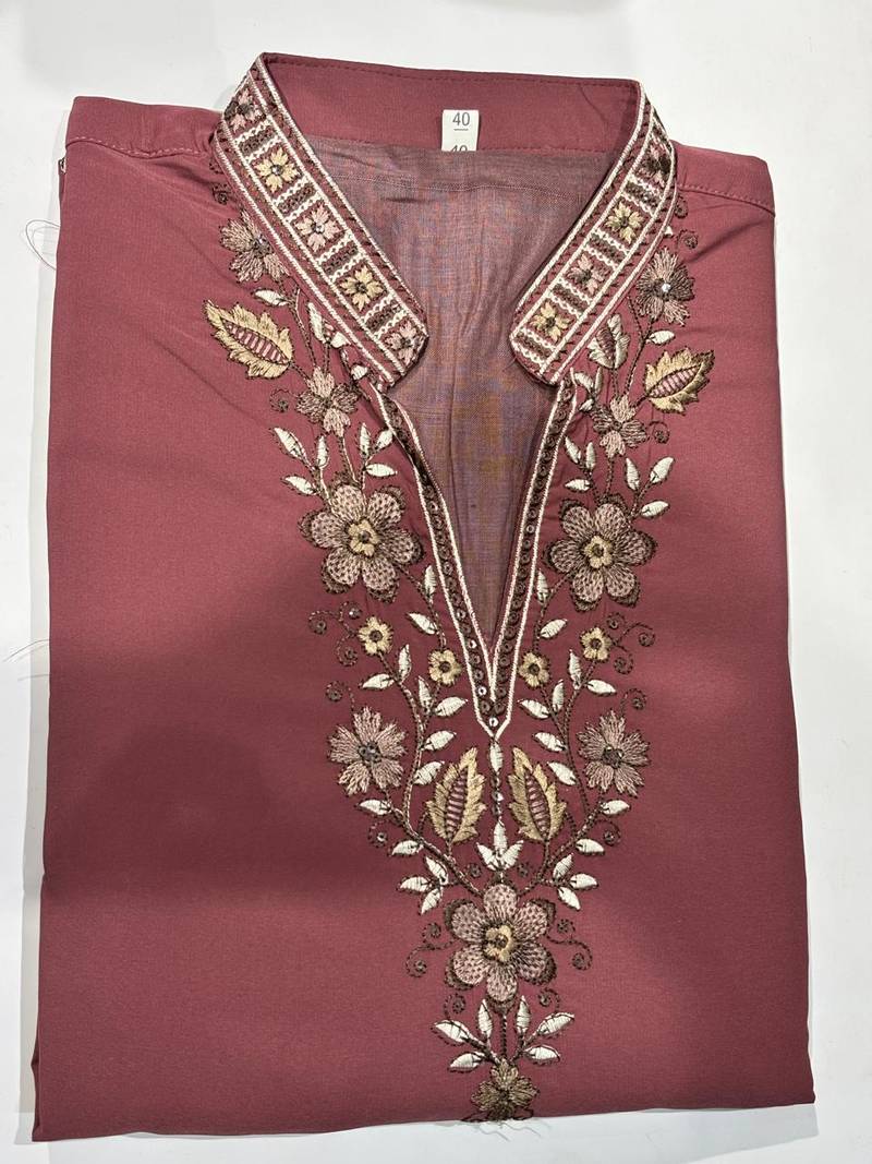 Peach green lachka kurta pant set with embroidery and sequin work