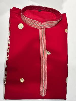 Rani green cotton kurta pant set with embroidery, sequin and hand work 3