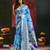 Blue woven, floral cotton silk paithani saree with blouse