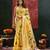 Yellow woven, floral cotton silk paithani saree with blouse