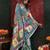 multicolor digital print mirror work crepe kalamkari saree with blouse