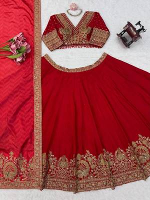 red chinon silk coding with sequence designer lehenga choli 6