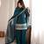 Teal green embroidered silk kurta set with farshi salwar & dupatta