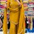 Mustard mirror work short kurti with sharara pants and dupatta set for women