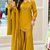 Mustard mirror work short kurti with sharara pants and dupatta set for women