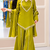 Olive mirror work short kurti with sharara pants and dupatta set for women