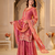 Dusty rose silk embroidered kurti with sharara and dupatta set