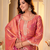 Dusty rose silk embroidered kurti with sharara and dupatta set