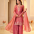 Dusty rose silk embroidered kurti with sharara and dupatta set