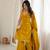 Women's mustard yellow embroidered kurti sharara set with dupatta