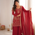 Red colour ready to wear heavy embroidered kurti sharara set with dupatta
