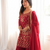 Red colour ready to wear heavy embroidered kurti sharara set with dupatta