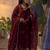 Designer maroon heavy embroidered anarkali kurta set with dupatta & pant