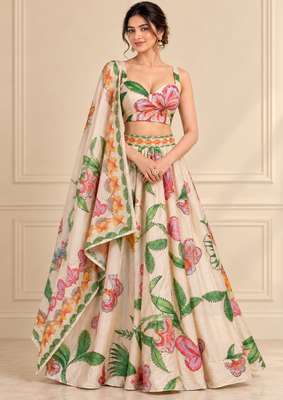 Cream Premium Star Georgette Lehenga Choli 1