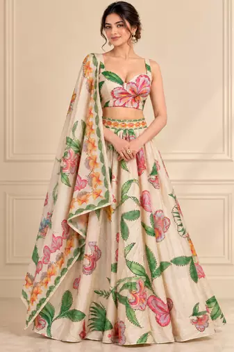 Cream Premium Star Georgette Lehenga Choli