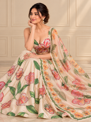 Cream Premium Star Georgette Lehenga Choli 2