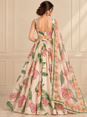 Cream Premium Star Georgette Lehenga Choli 3