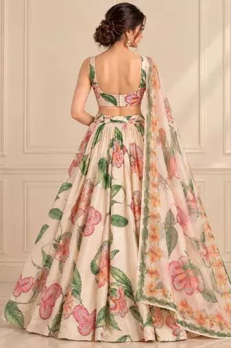 Cream Premium Star Georgette Lehenga Choli