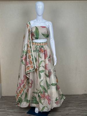 Cream Premium Star Georgette Lehenga Choli 4