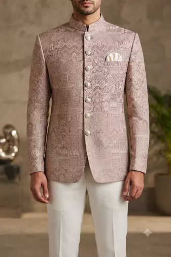 Pastel pink jodhpuri for men