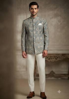 Grey jodhpuri for men 1