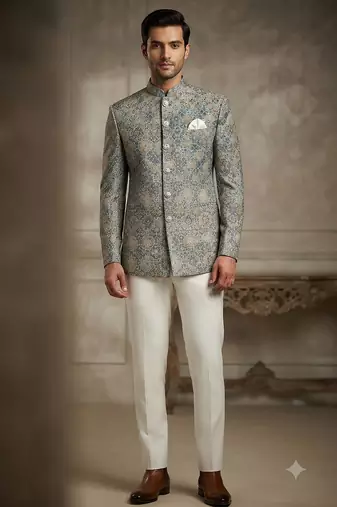 Grey jodhpuri for men