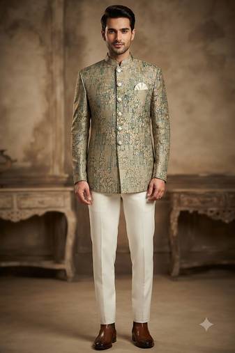 Pista green jodhpuri for men