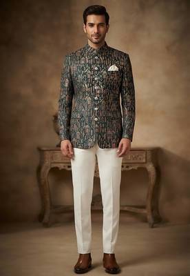 Bottle green jodhpuri for men 1