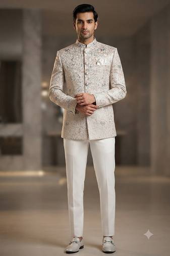 Pastel pink jodhpuri for men