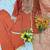 Women's orange crepe embroidered kurta set with dupatta and palazzo